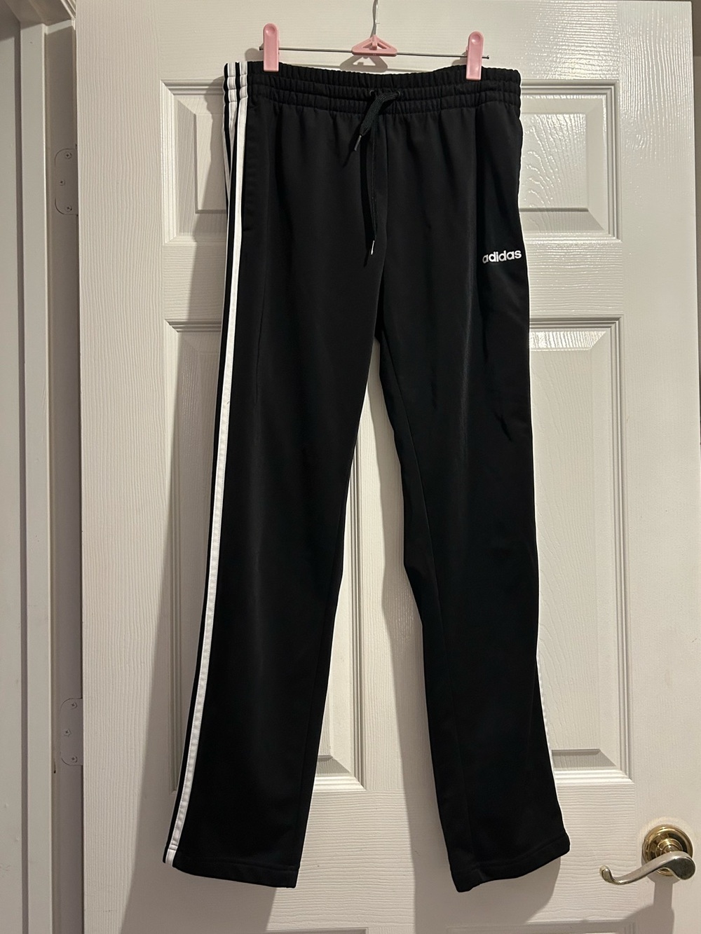 adidas Women’s Black Track Pants with White Stripes